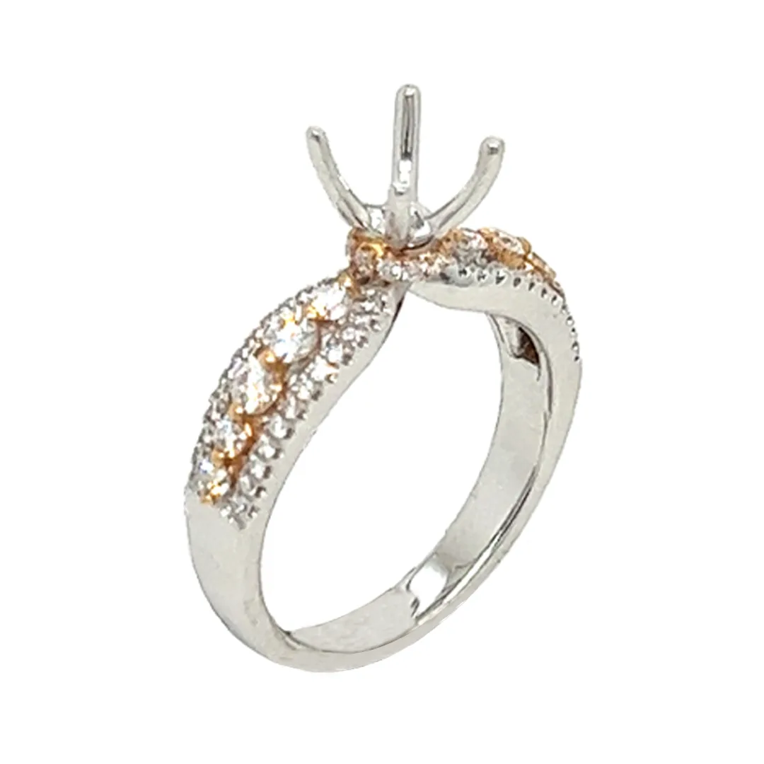 18K Two-Tone Gold Semi Mount Ring