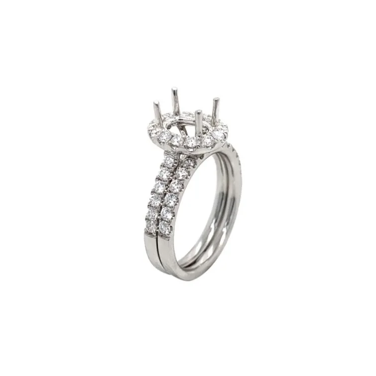 18K White Gold Semi Mount Set Ring