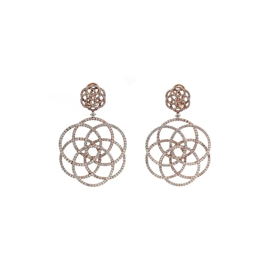 18K Rose Gold Diamond Earrings