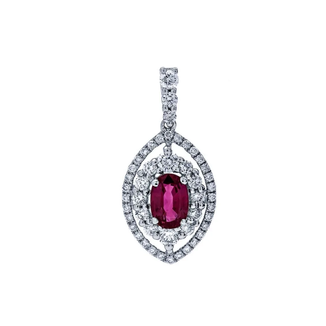 18K White Gold Ruby Pendant