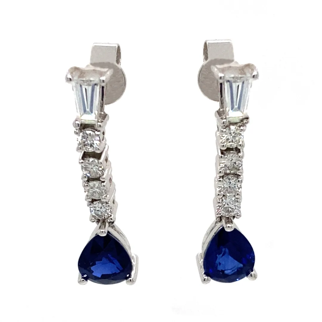 18K White Gold Sapphire Earrings