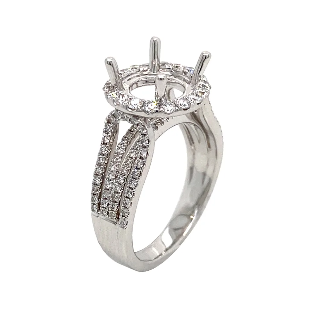 18K White Gold Semi Mount Ring