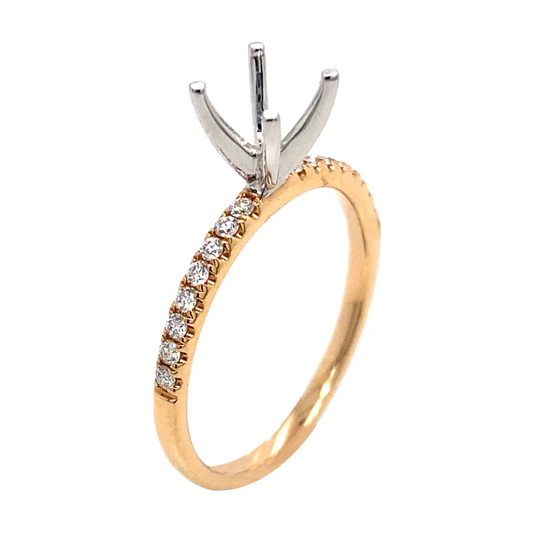 18K Two-Tone Gold Semi Mount Ring