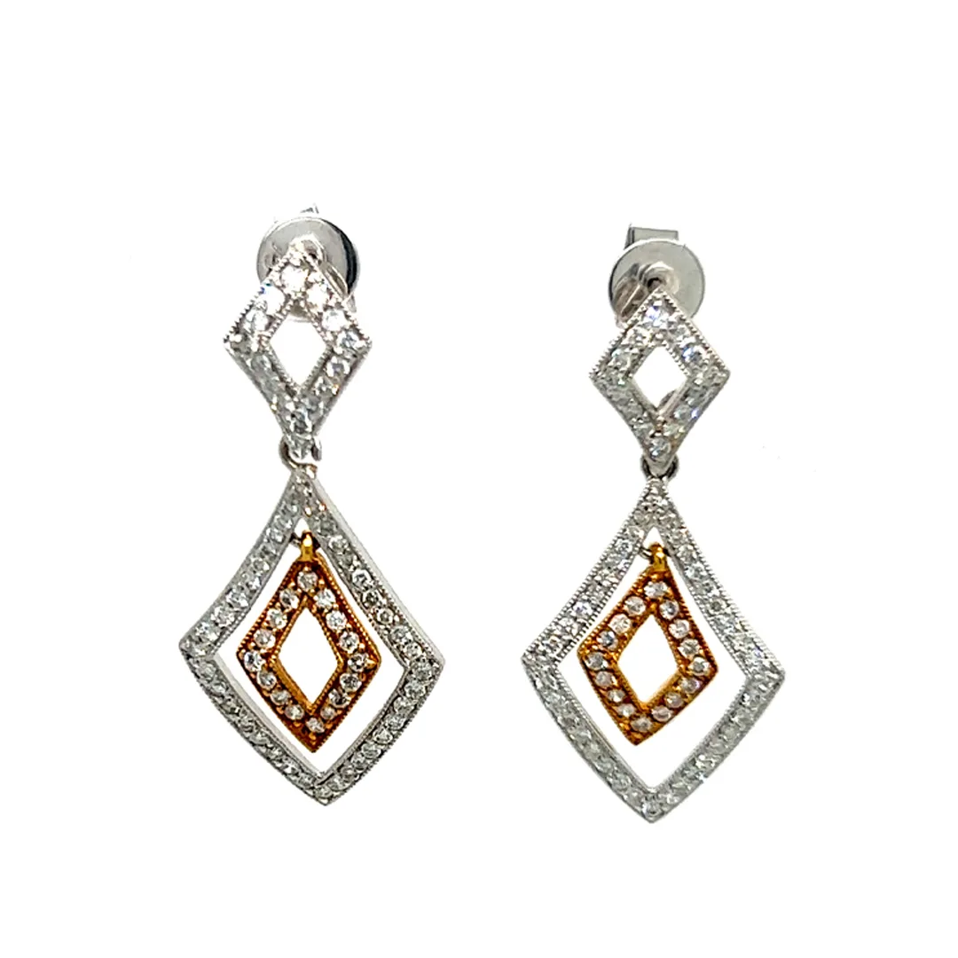 18K Two-Tone Gold Diamond Earrings
