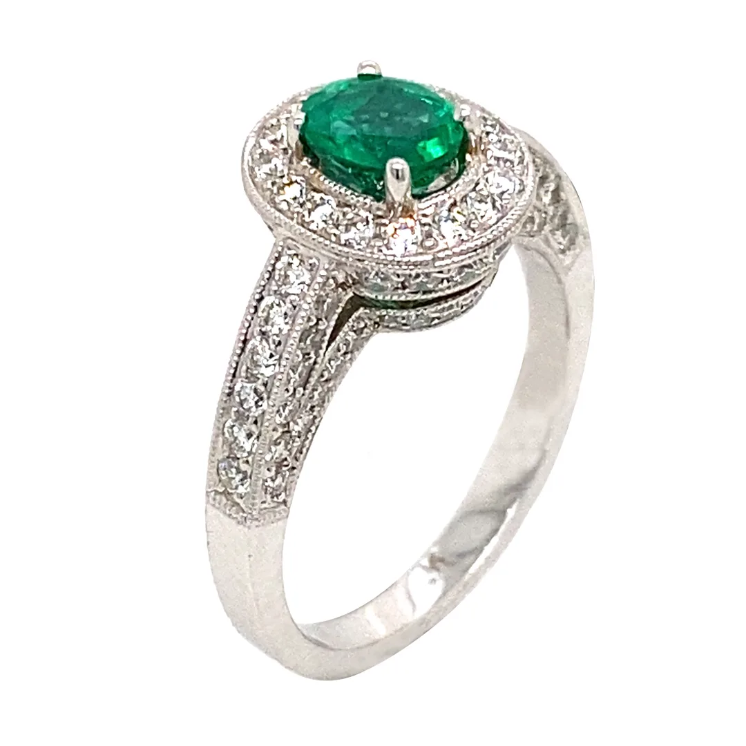 18K White Gold Emerald Ring