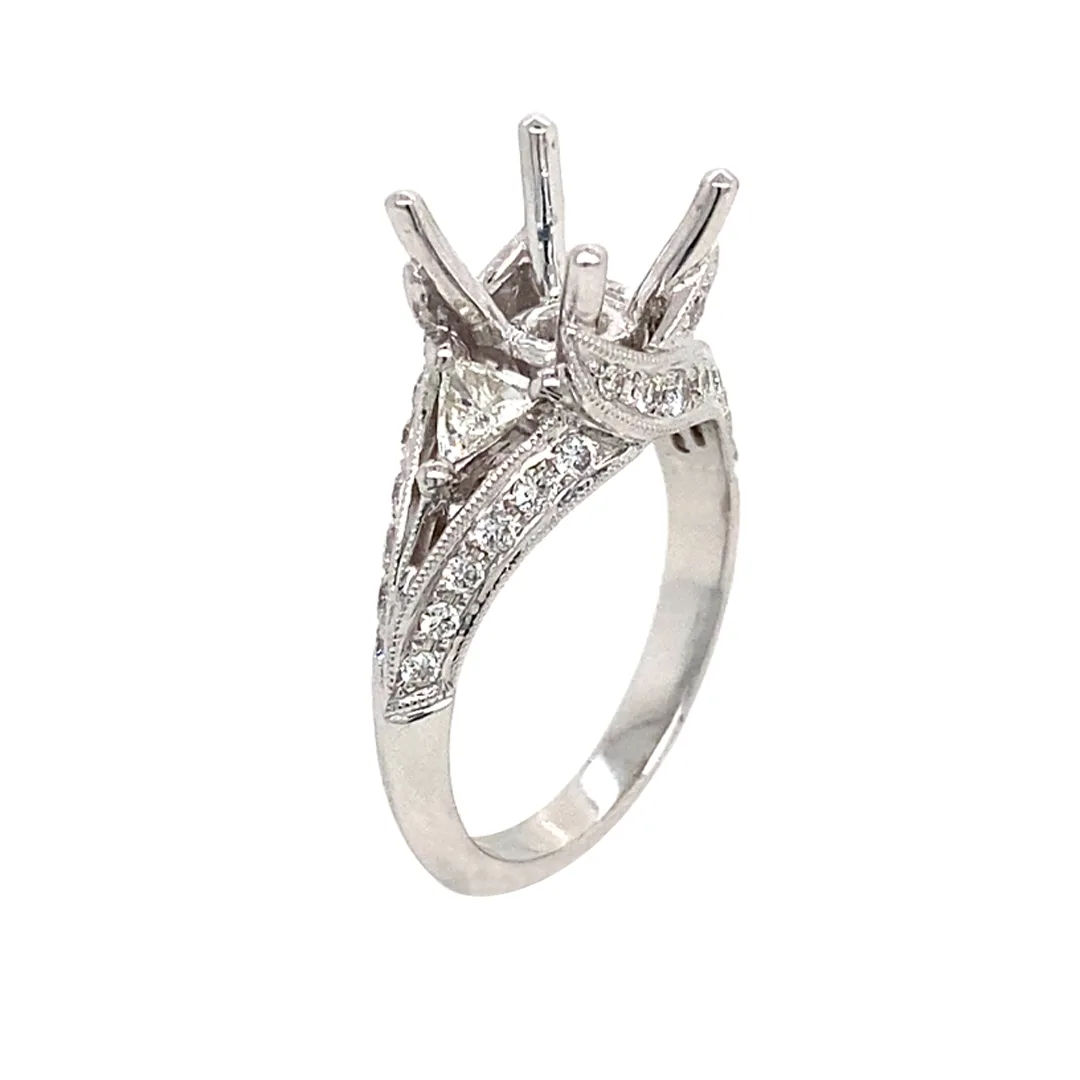 18K White Gold Semi Mount Ring