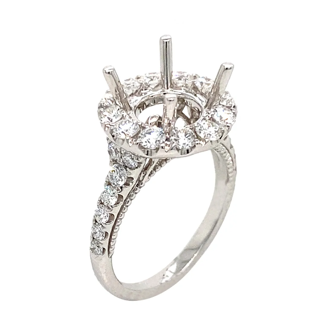 18K White Gold Diamond Semi Mount Ring