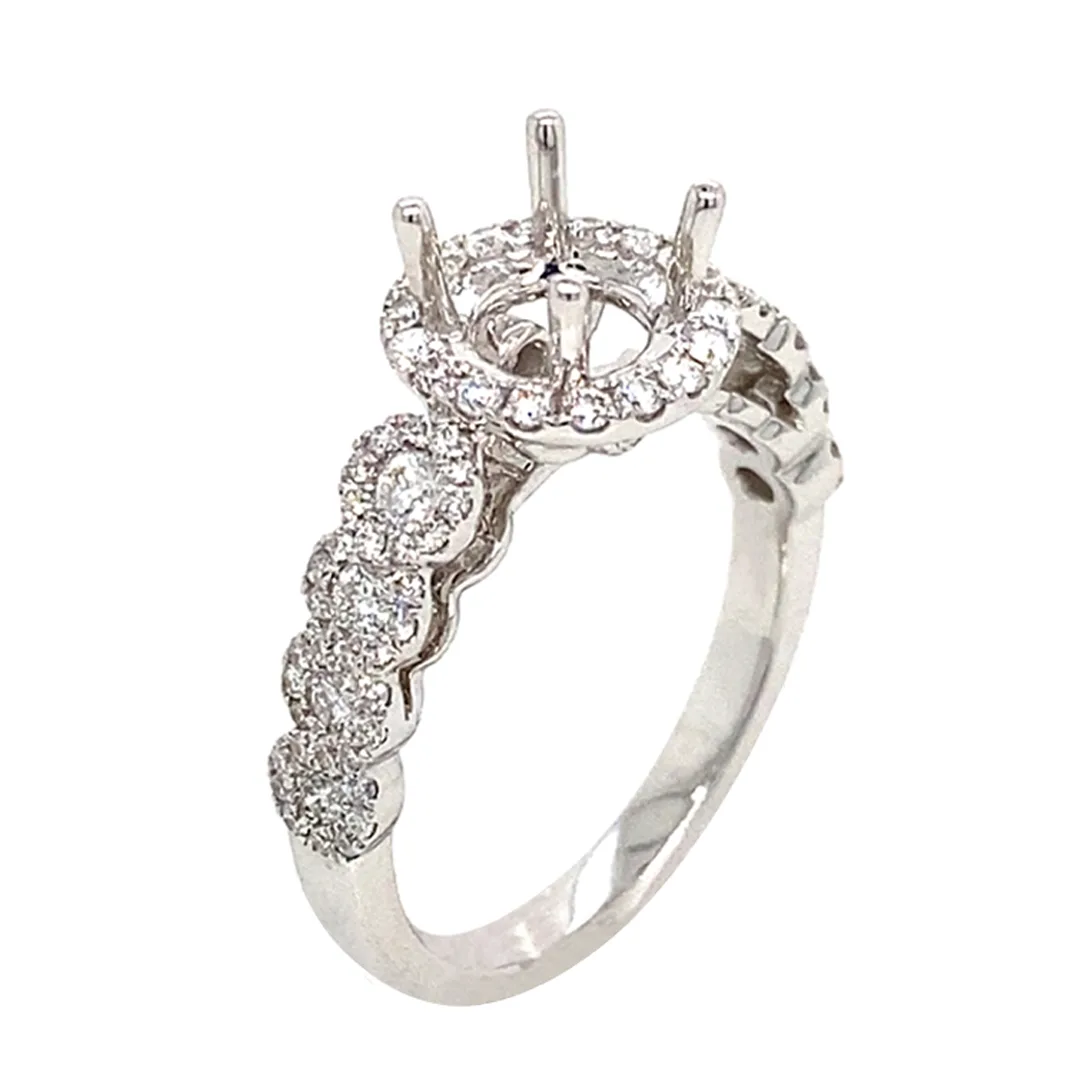 18K White Gold Diamond Semi Mount Ring