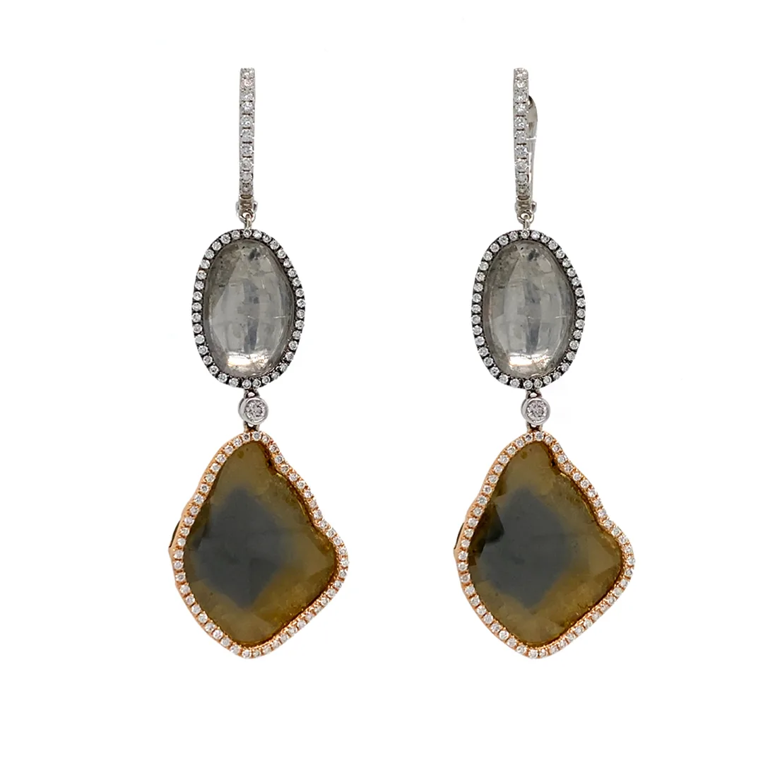 18K Two-Tone Fancy Diamond Earrings