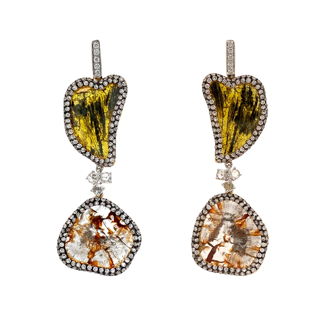 18K Two-Tone Fancy Diamond Earrings