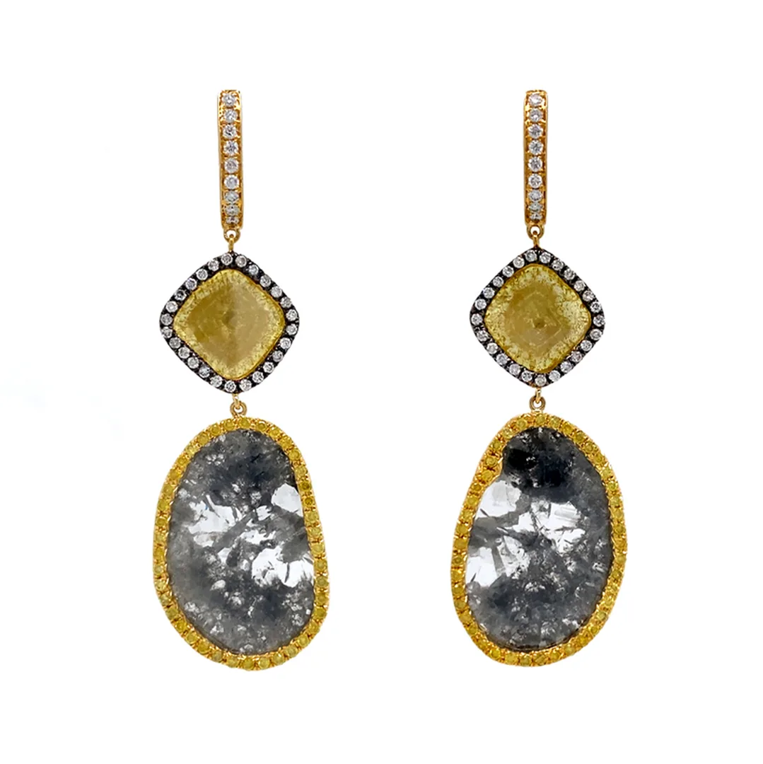 18K Yellow Gold Diamond Earrings