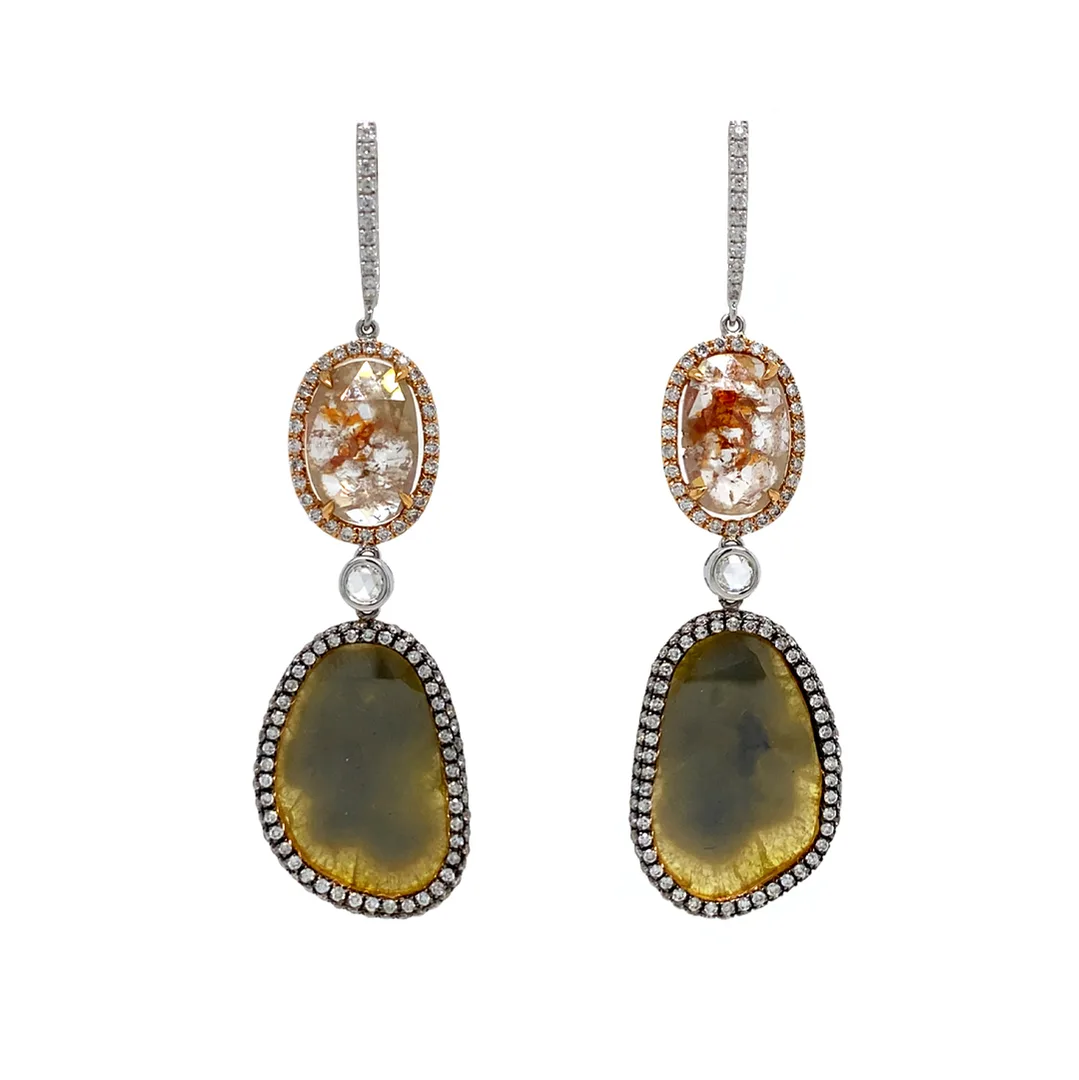 18K Two-Tone Fancy Diamond Earrings