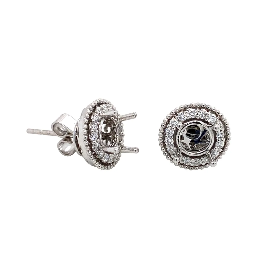 18K White Gold Semi Mount Diamond Earrings