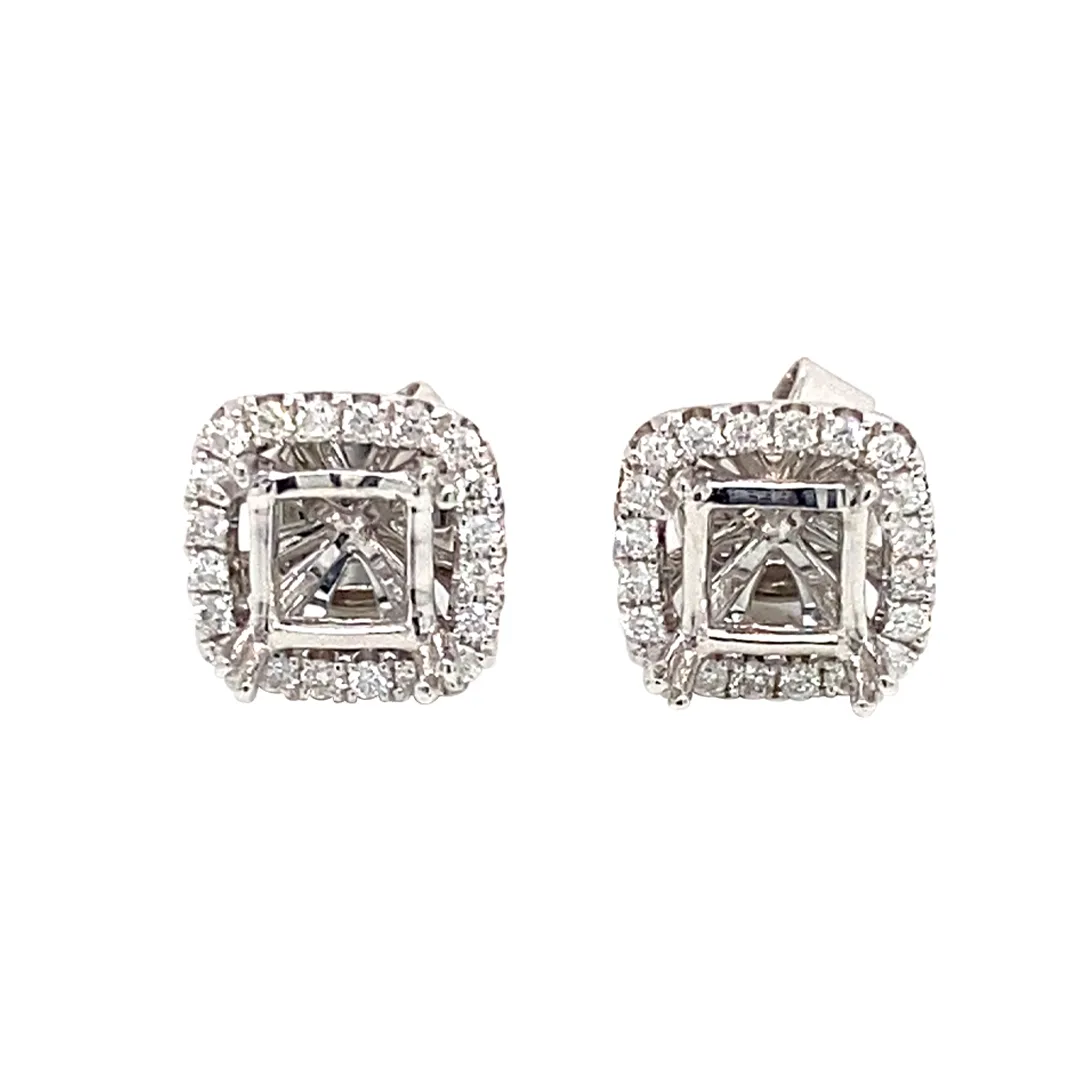 18K White Gold Diamond Semi Mount Earrings