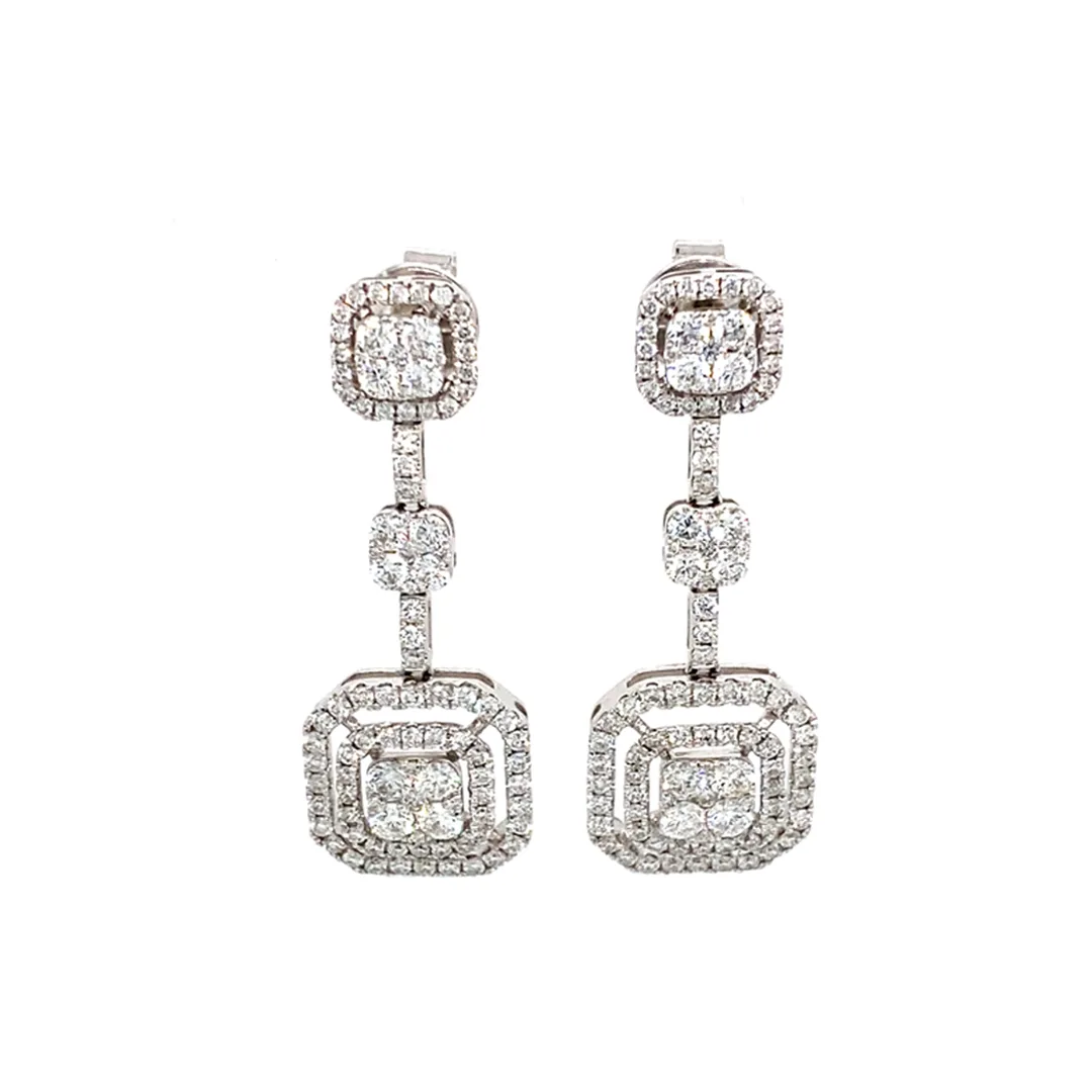 18K White Gold Diamond Earrings