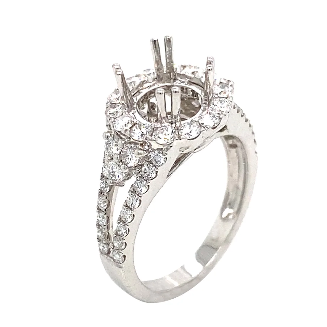 18K White Gold Diamond Semi Mount Ring