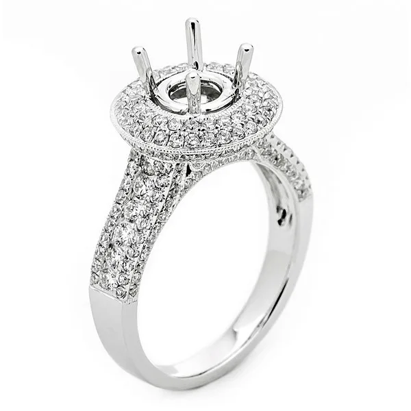 18K White Gold Diamond Semi Mount Ring