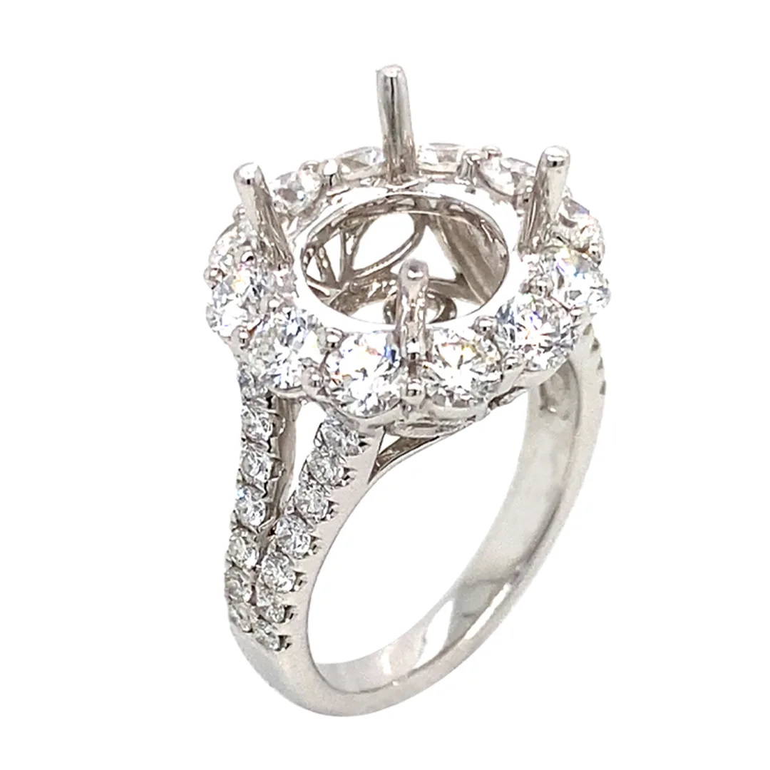 18K White Gold Diamond Semi Mount Ring