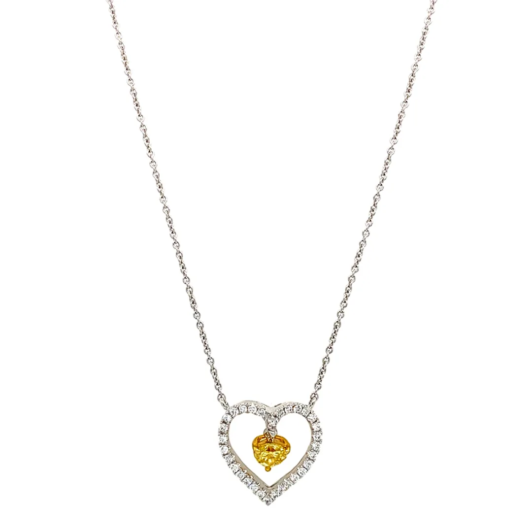 18K Two-Tone Gold Yellow Diamond Necklace