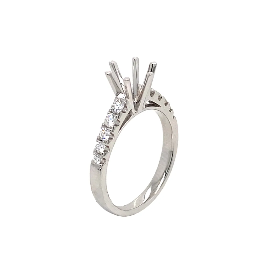 18K White Gold Semi Mount Ring