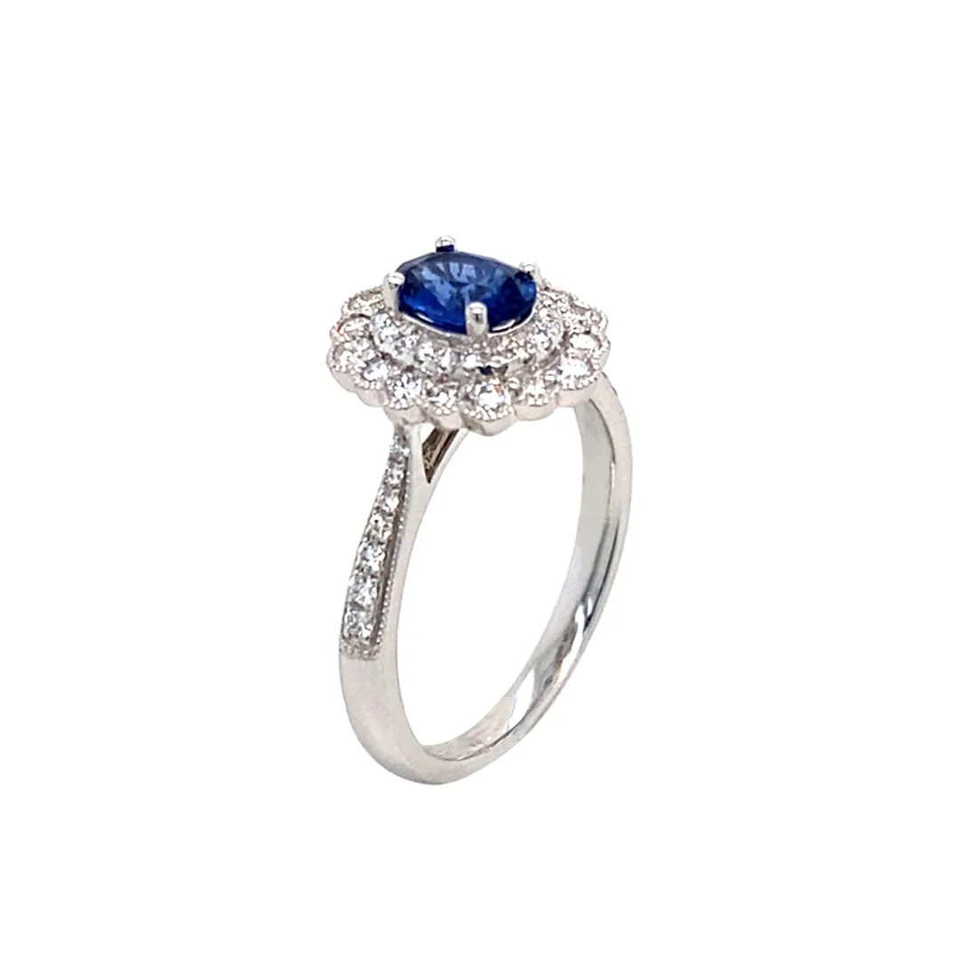 18K White Gold Sapphire Ring