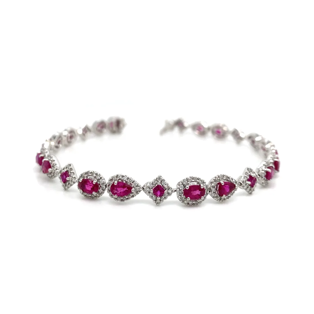 18K White Gold Ruby Bracelet