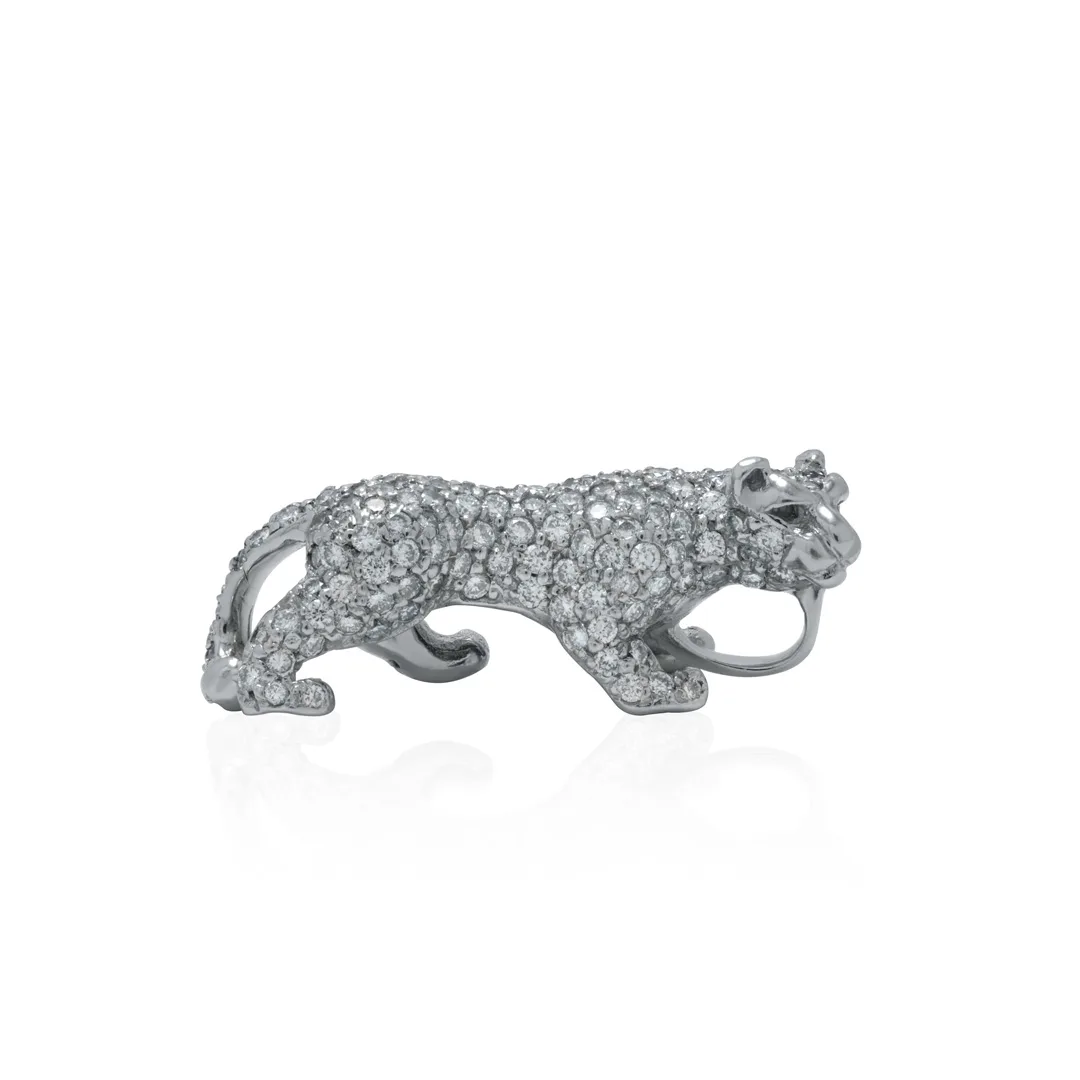 18K White Gold Panther Diamond Pendant