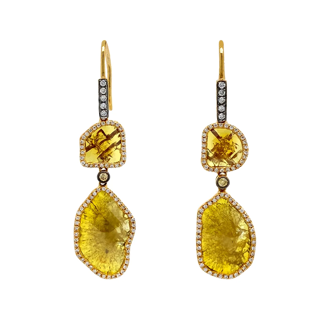 18K Yellow Gold Fancy Diamond Earrings