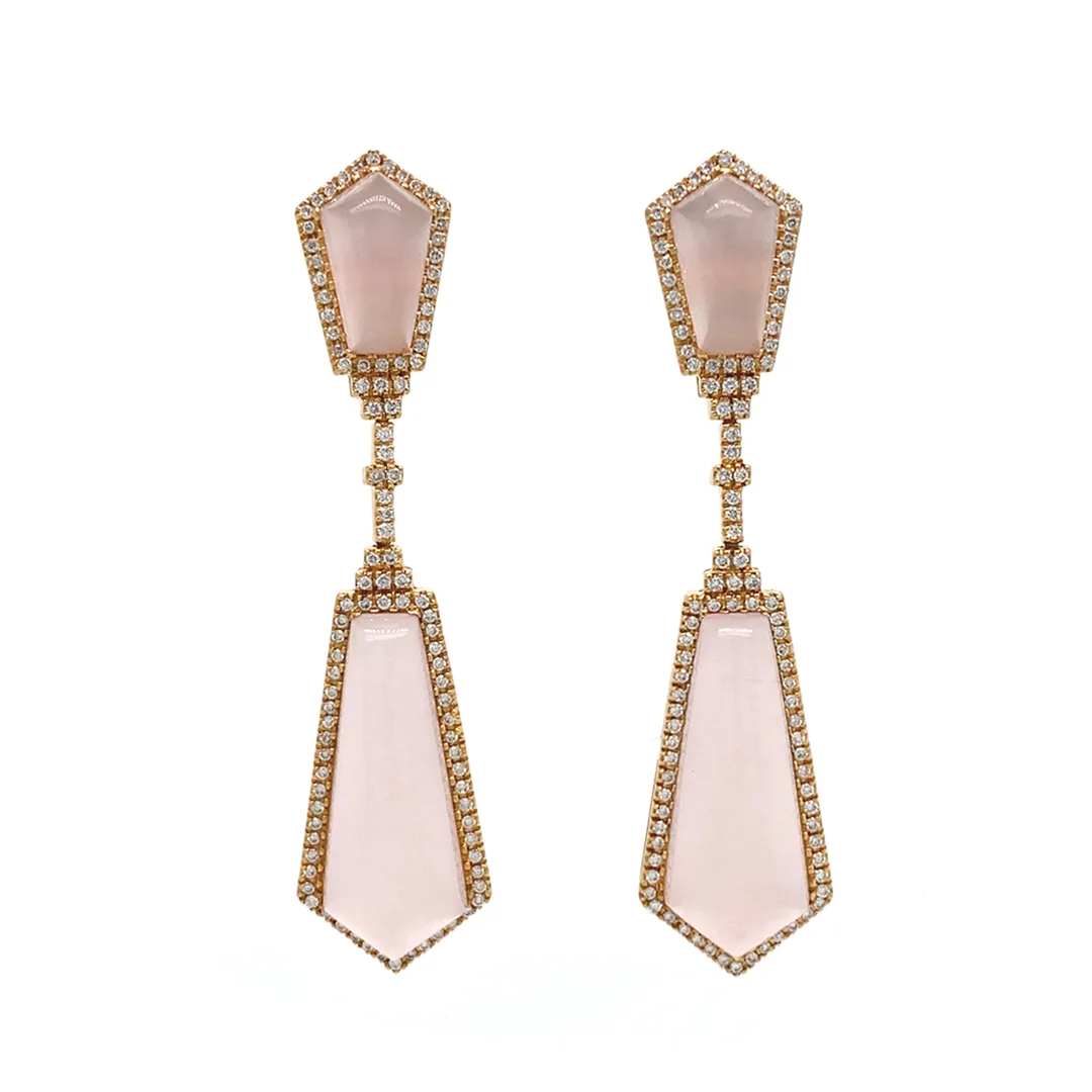 18K Rose Gold Rose Quartz Earrings
