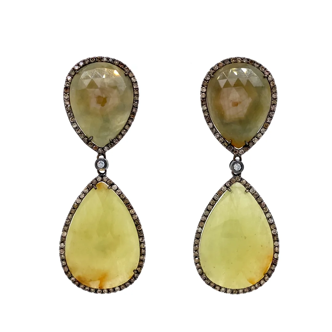 18K Black Rhodium Fancy Sapphire Earrings