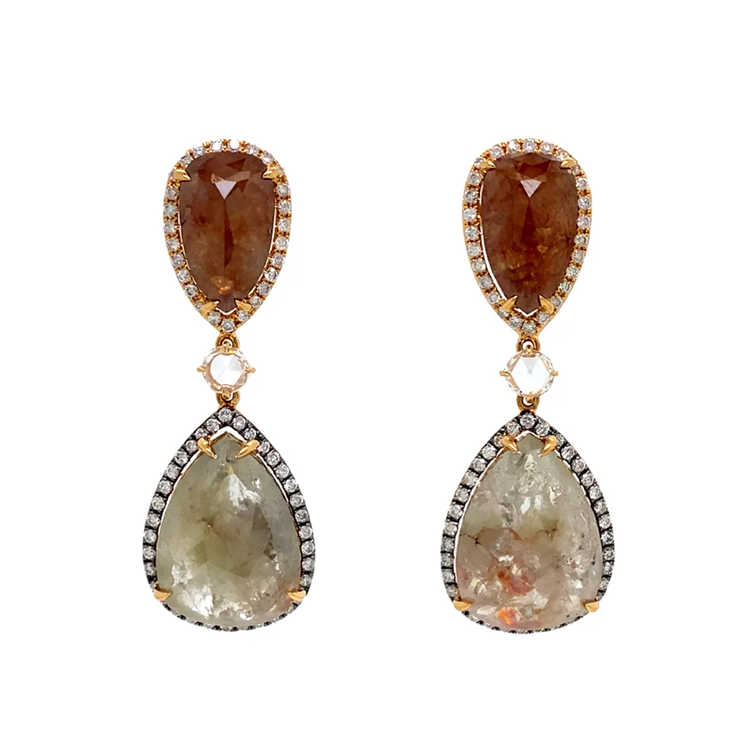 18K Rose Gold Fancy Diamond Earrings