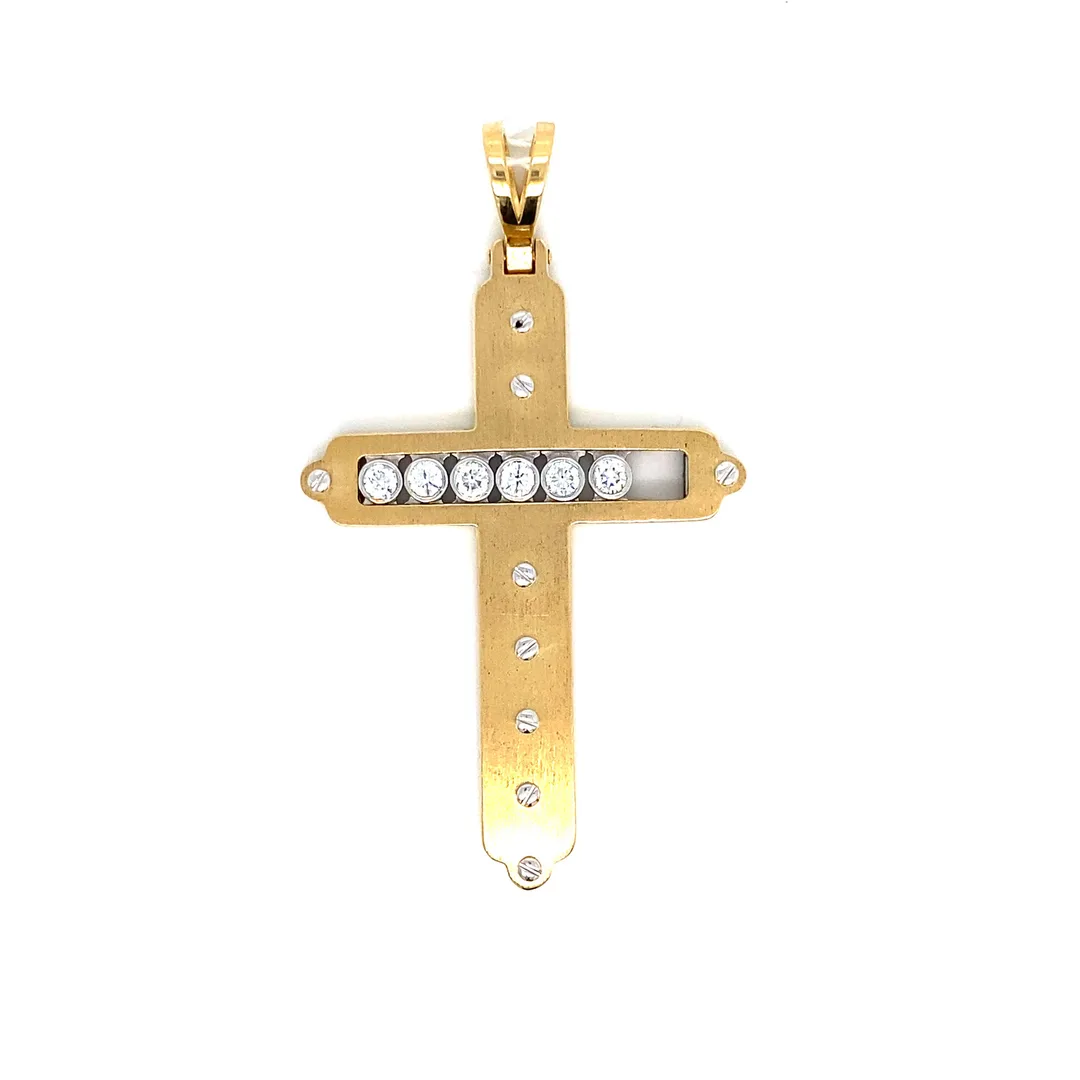 18K Two-Tone Gold Sliding Diamond Bezel Men’s Pendant