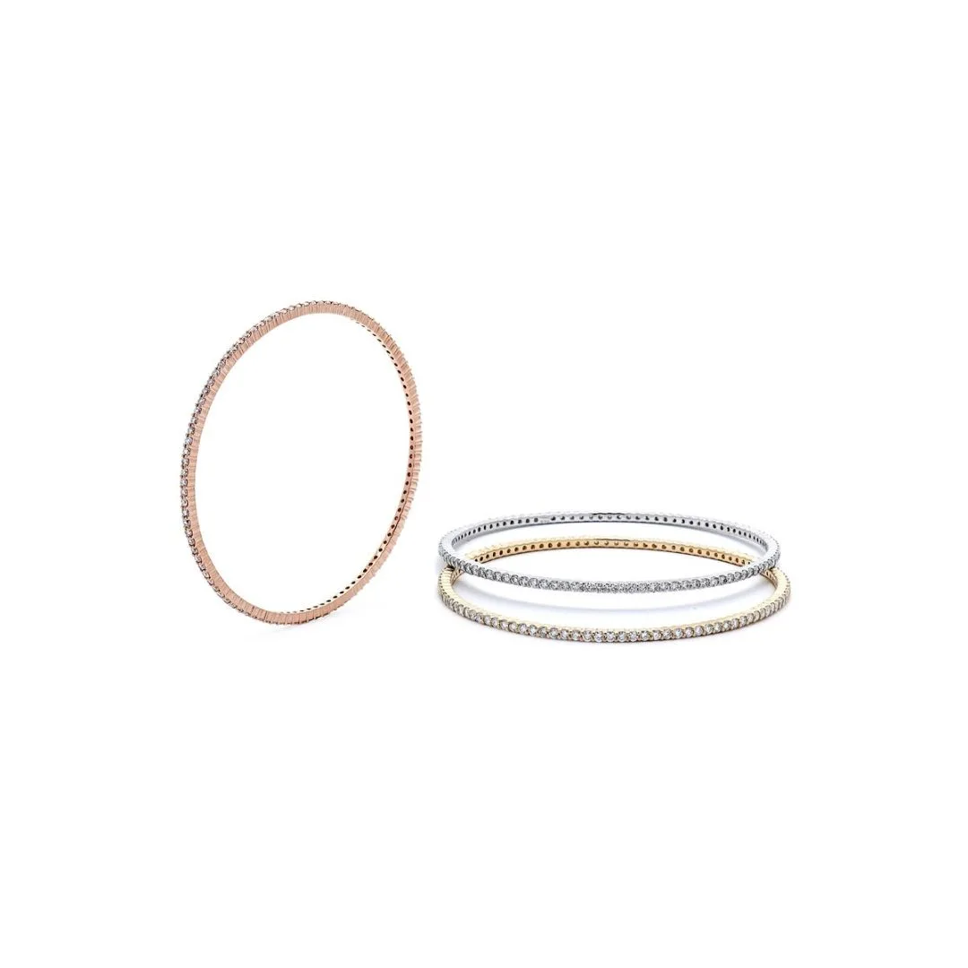 18K Tri-Color Gold Diamond Bangle