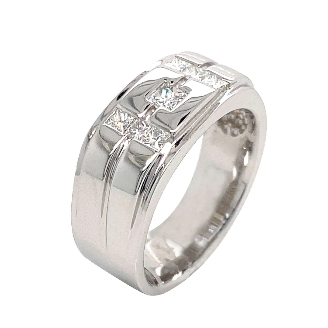 14K White Gold Diamond Men’s Ring