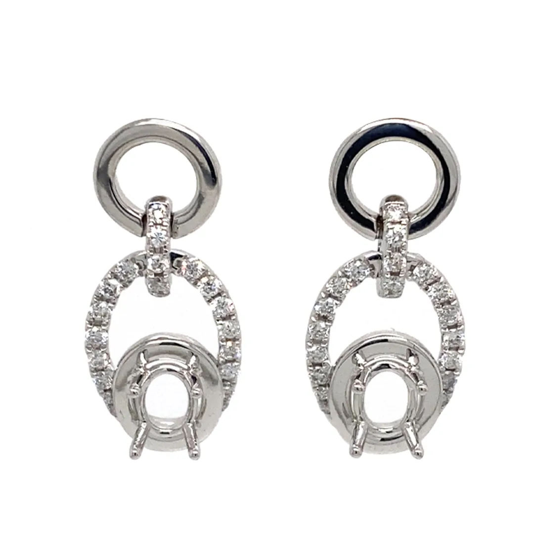 18K White Gold Semi Mount Diamond Earrings