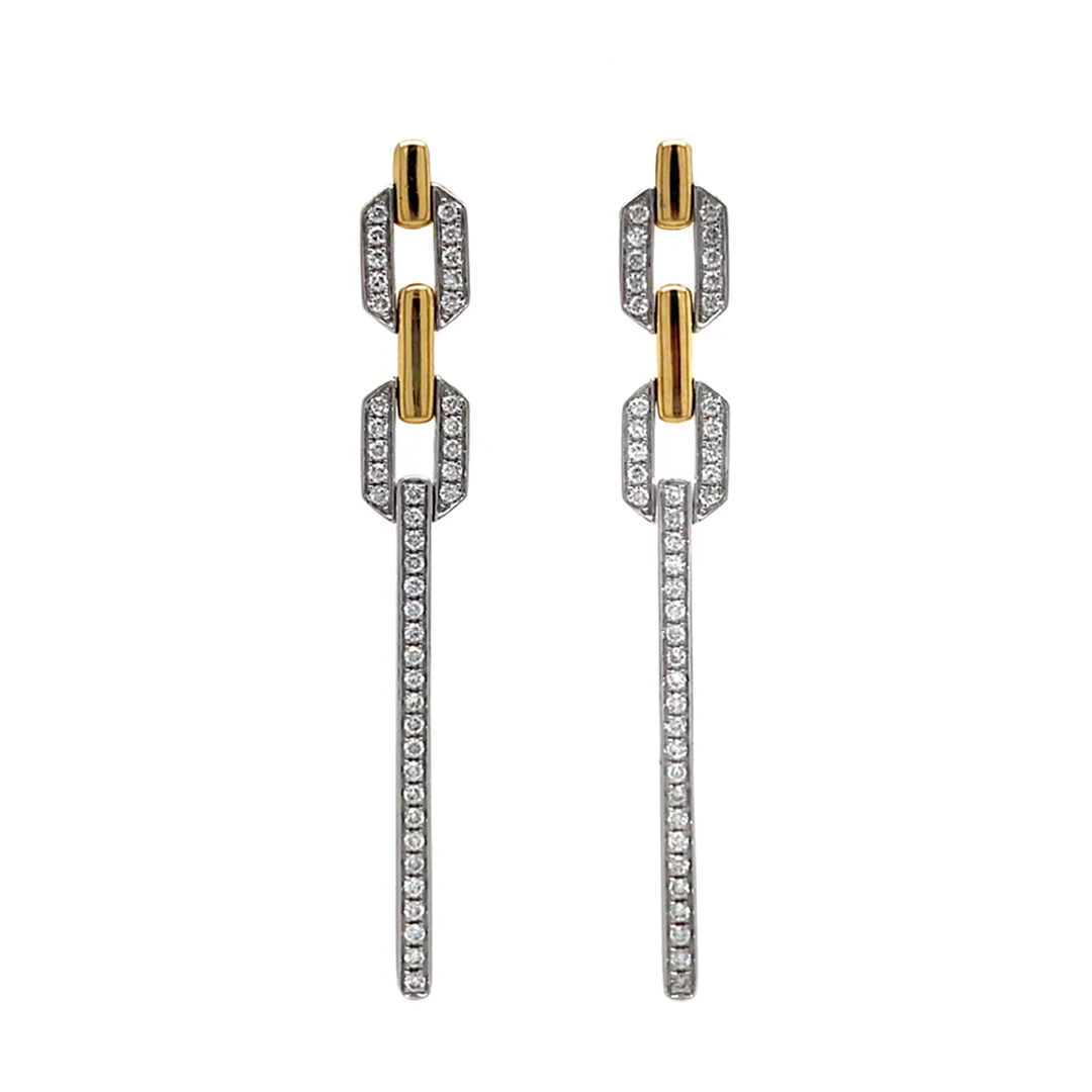 18K Two-Tone Gold Diamond Earrings