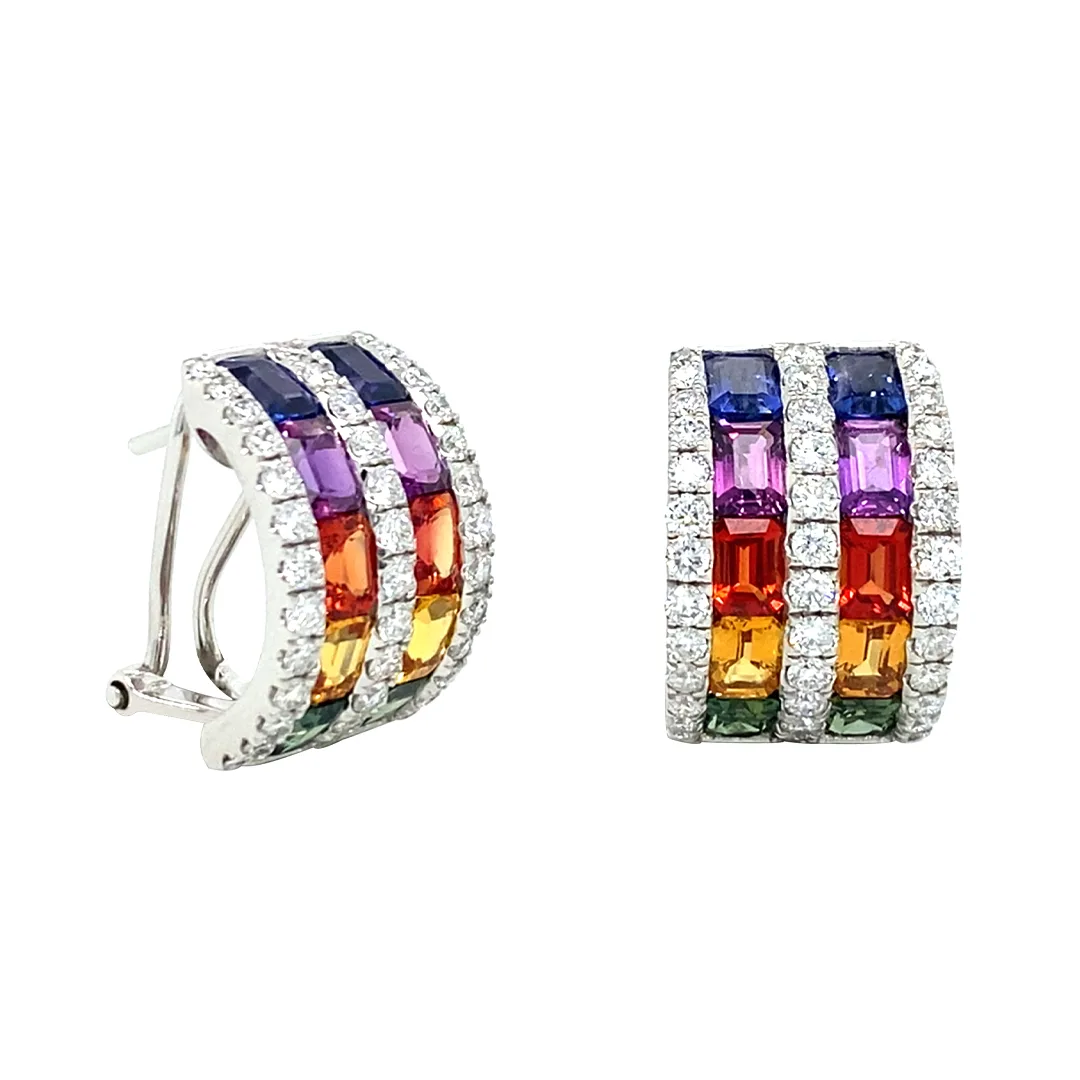 18K White Gold Fancy Sapphire Earrings