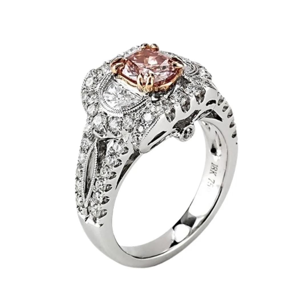 18K Two-Tone Gold Pink Diamond Ring