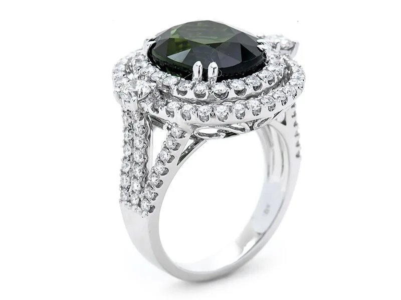 18K White Gold Green Tourmaline Ring