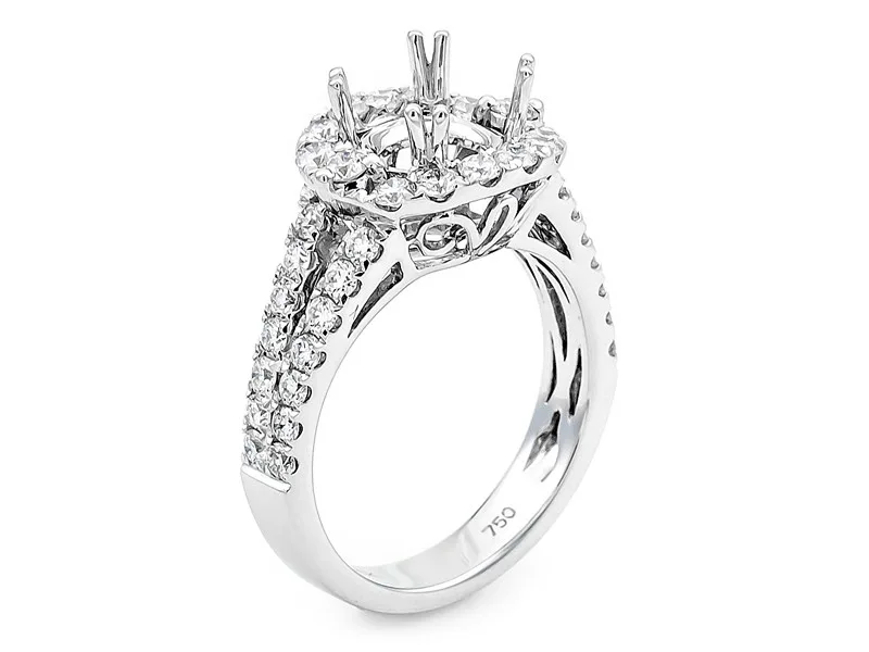 18K White Gold Semi Mount Ring