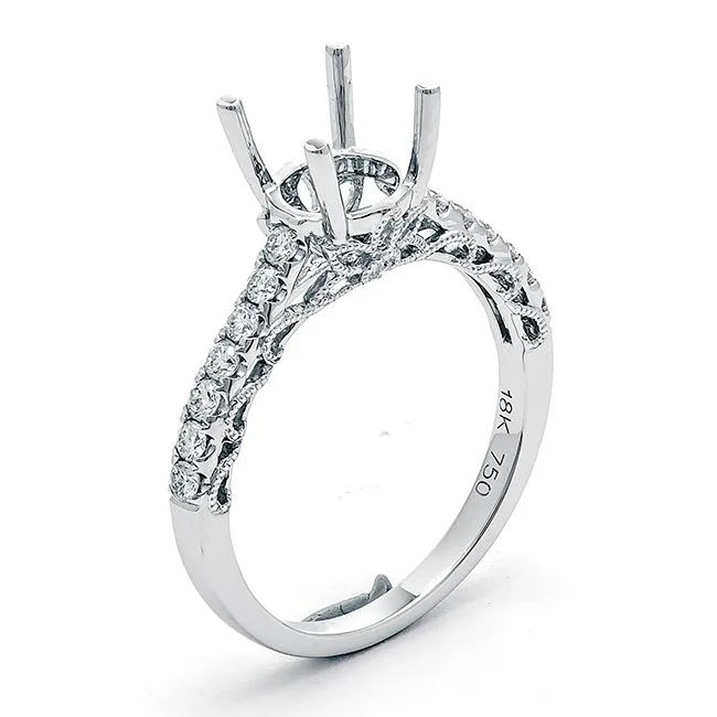 18K White Gold Semi Mount Ring