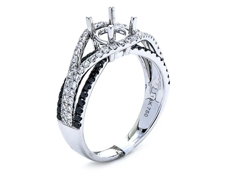 18K White Gold Semi Mount Ring