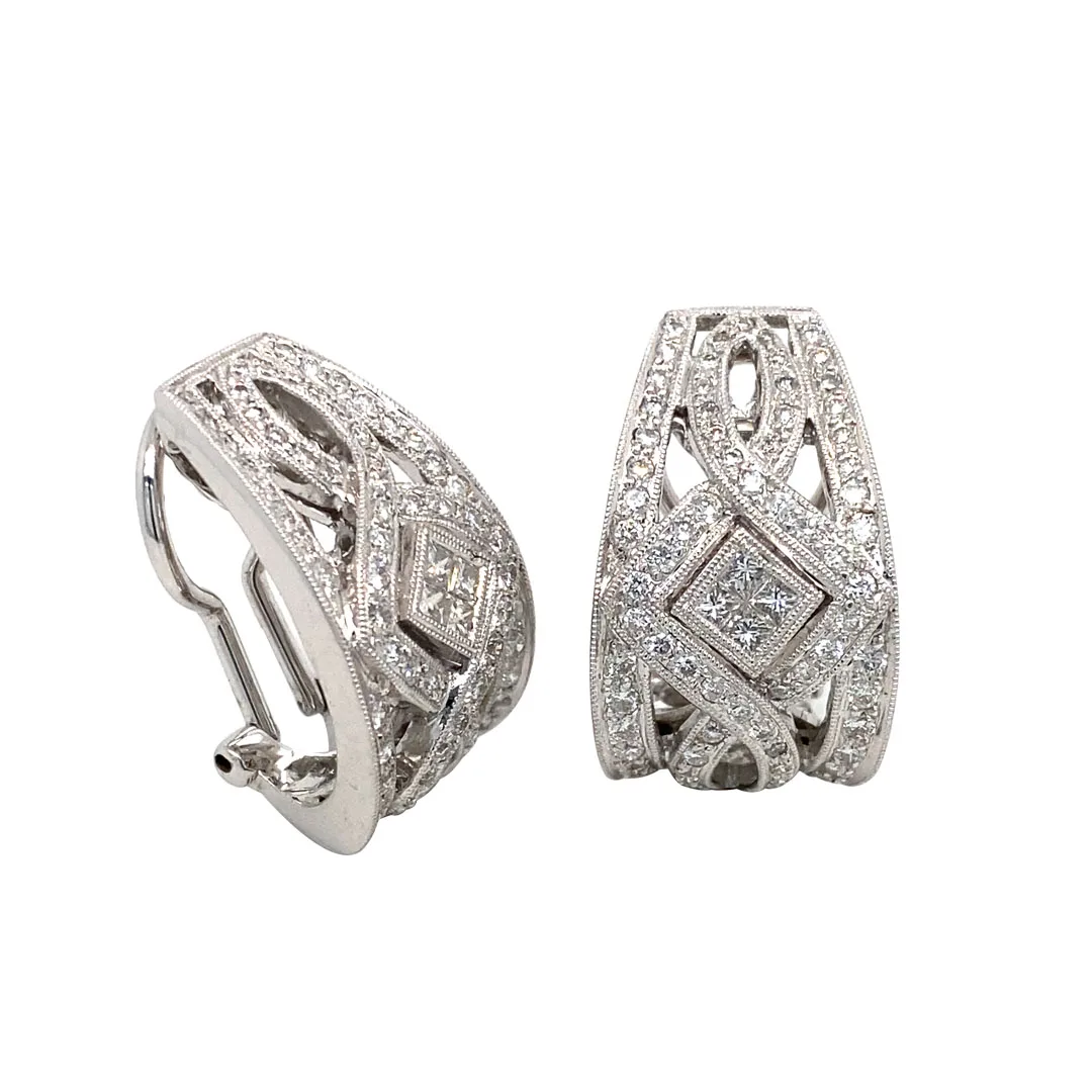 18K White Gold Diamond Earrings