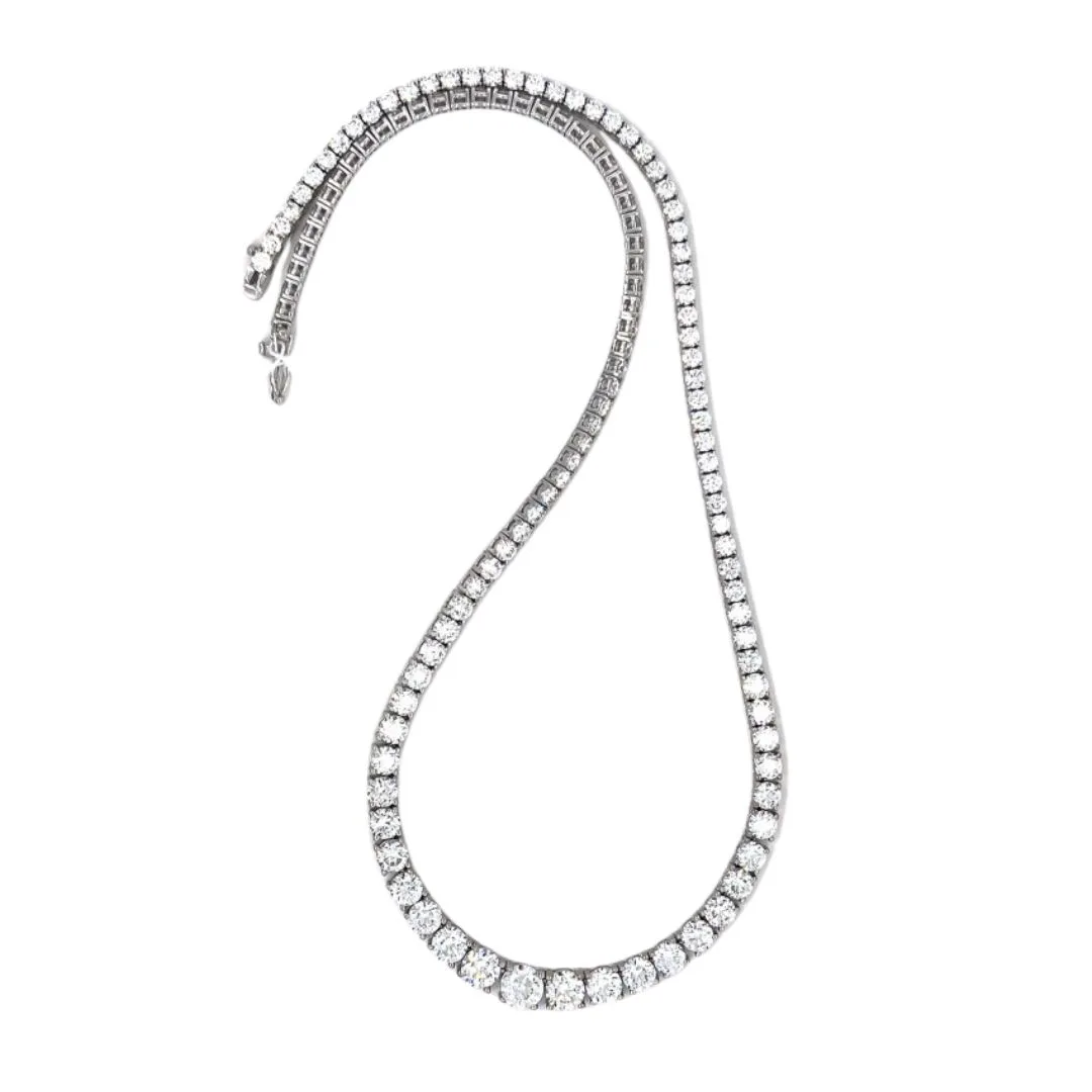 18K White Gold Graduated Riviera Tennis Necklace