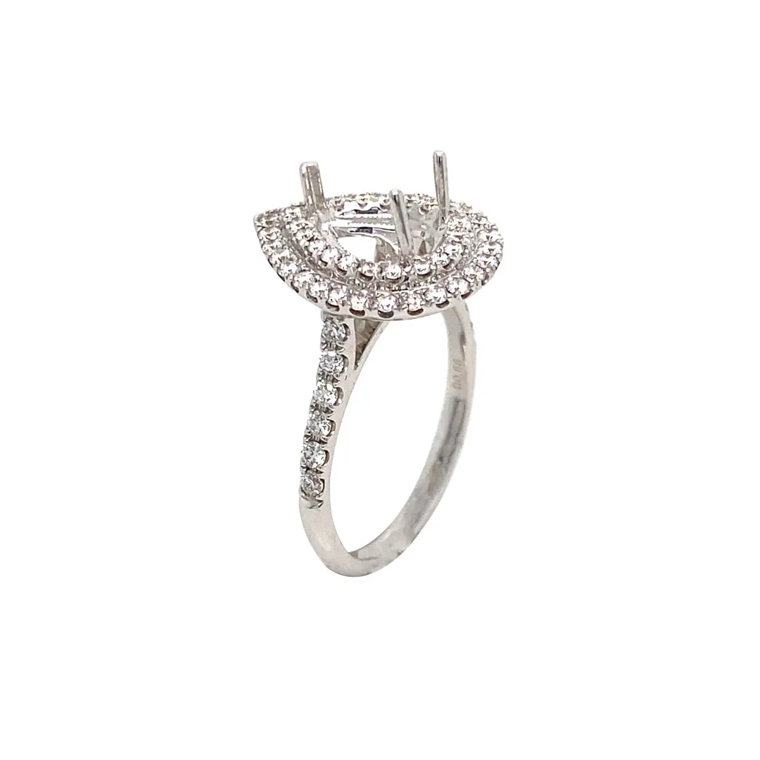 18K White Gold Semi Mount Ring