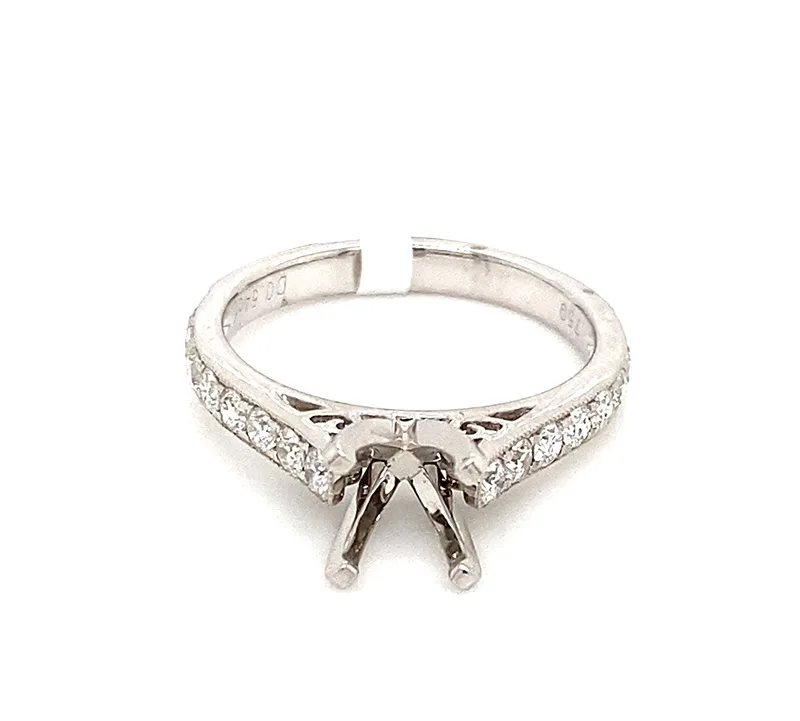18K White Gold Semi Mount Ring