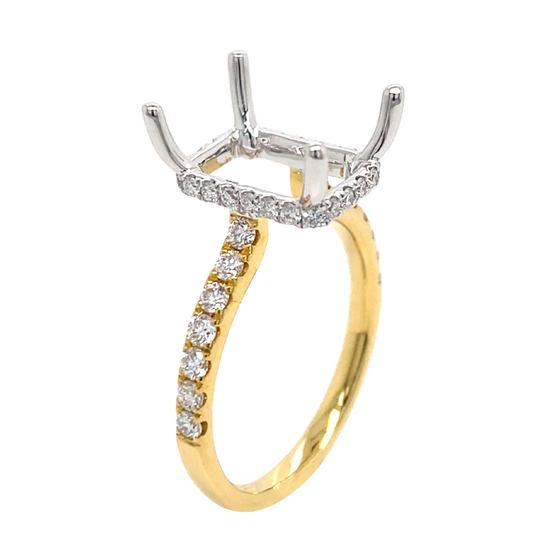 18K Two-Tone Gold Semi Mount Ring