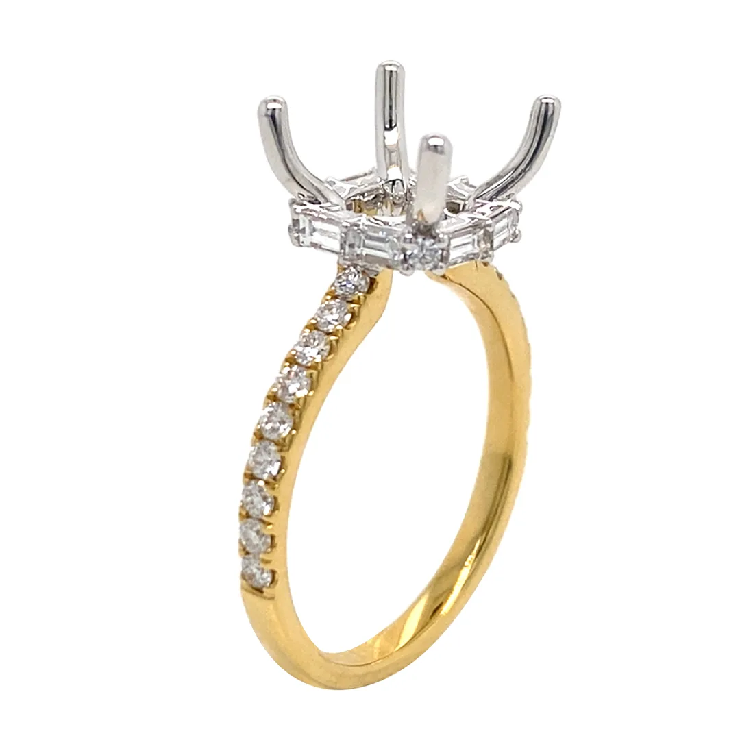 18K Two-Tone Gold Semi Mount Ring