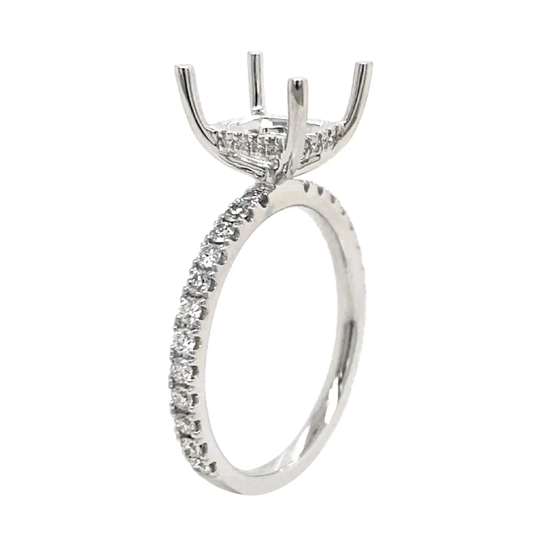 18K White Gold Semi Mount Ring