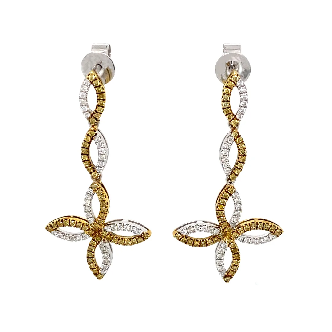 18K Two-Tone Yellow Diamond Earrings